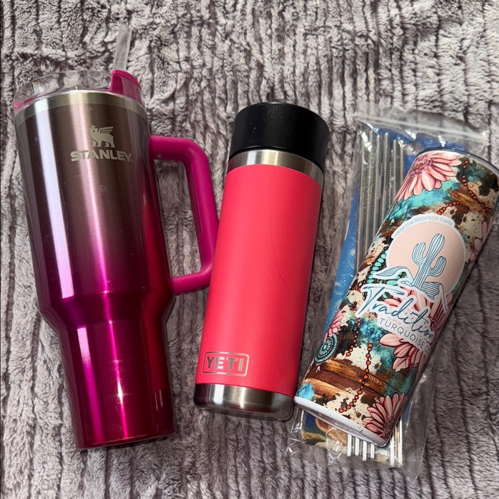 Stanley Pink and Red Coffee & Tea Tumblers for Kitchen